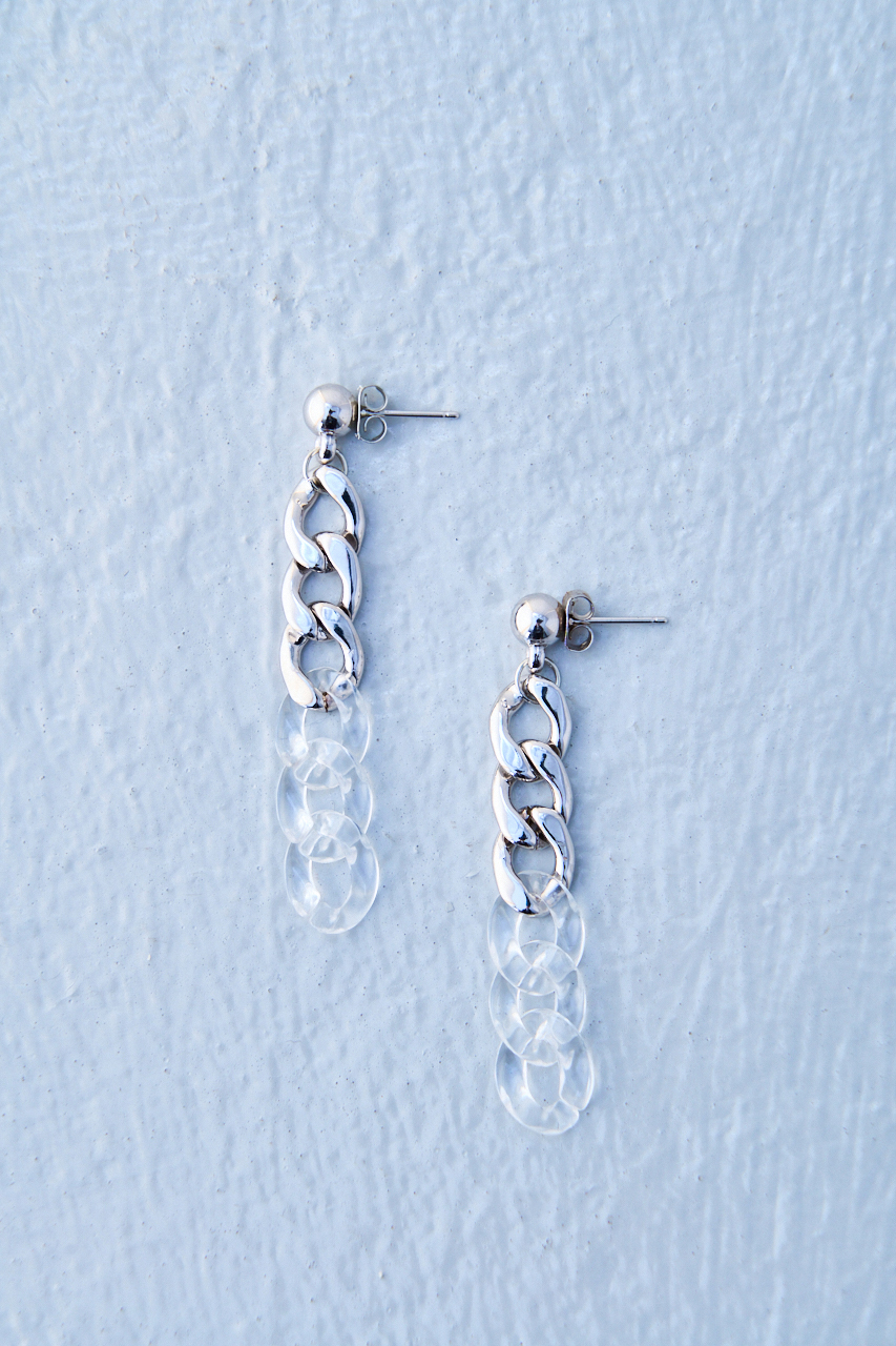 CONTRAST CHAIN EARRINGS/コントラストチェーンピアス 詳細画像 SLV 2