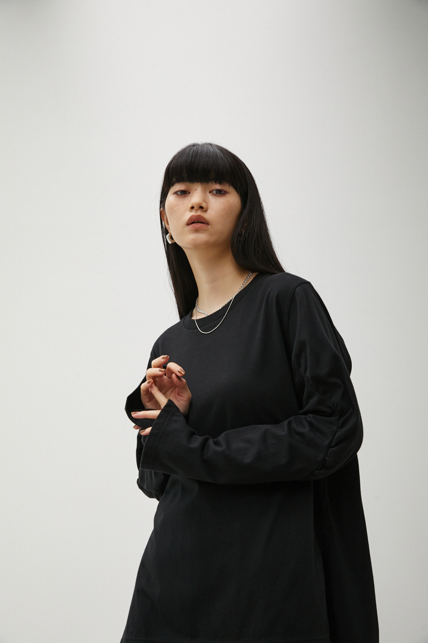 VOLUME SHOULDER CUT TOPS/ボリュームショルダーカットトップス 詳細画像 BLK 3