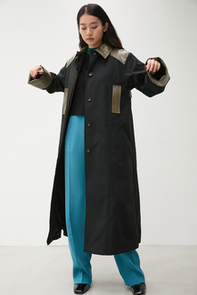 【PLUS】FAUX LEATHER COMBINATION COAT/フェイクレザーコンビネーションコート 詳細画像