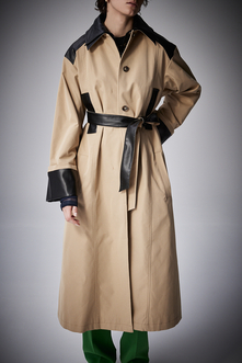 【PLUS】FAUX LEATHER COMBINATION COAT/フェイクレザーコンビネーションコート 詳細画像