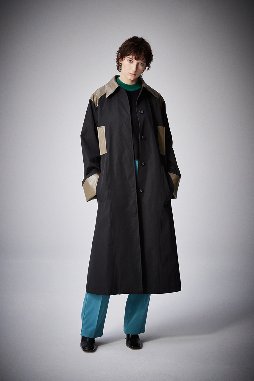 【PLUS】FAUX LEATHER COMBINATION COAT/フェイクレザーコンビネーションコート 詳細画像 BLK 2