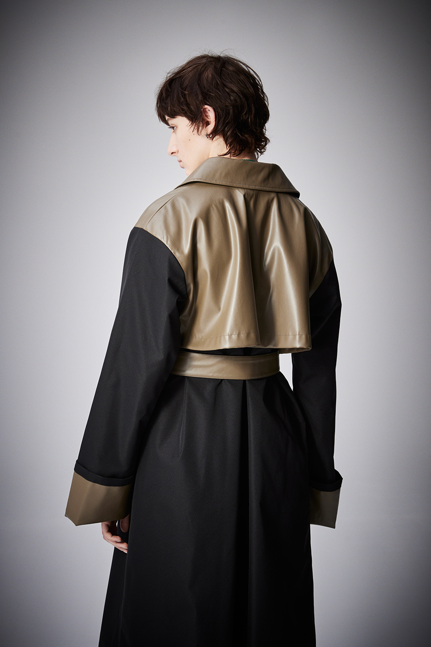 【PLUS】FAUX LEATHER COMBINATION COAT/フェイクレザーコンビネーションコート 詳細画像 BLK 3