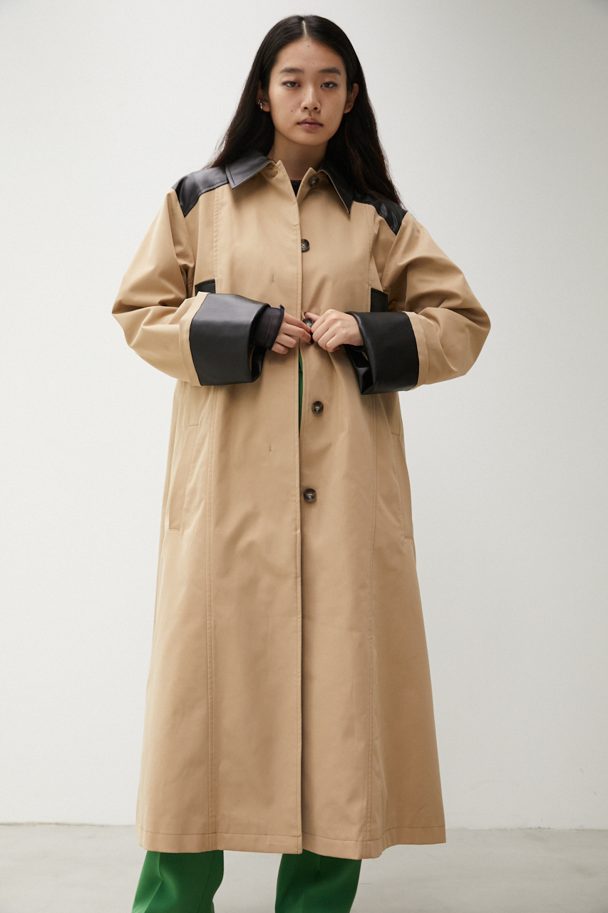 【PLUS】FAUX LEATHER COMBINATION COAT/フェイクレザーコンビネーションコート 詳細画像 BEG 8