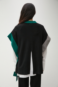 【PLUS】COLOR COMBI ASYMME KNIT VEST/カラーコンビアシメニットベスト 詳細画像