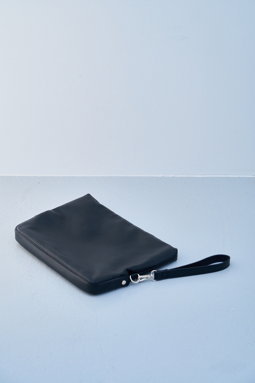 FAUX LEATHER CLASP CLUTCH BAG/フェイクレザークラスプクラッチバッグ 詳細画像 BLK 3