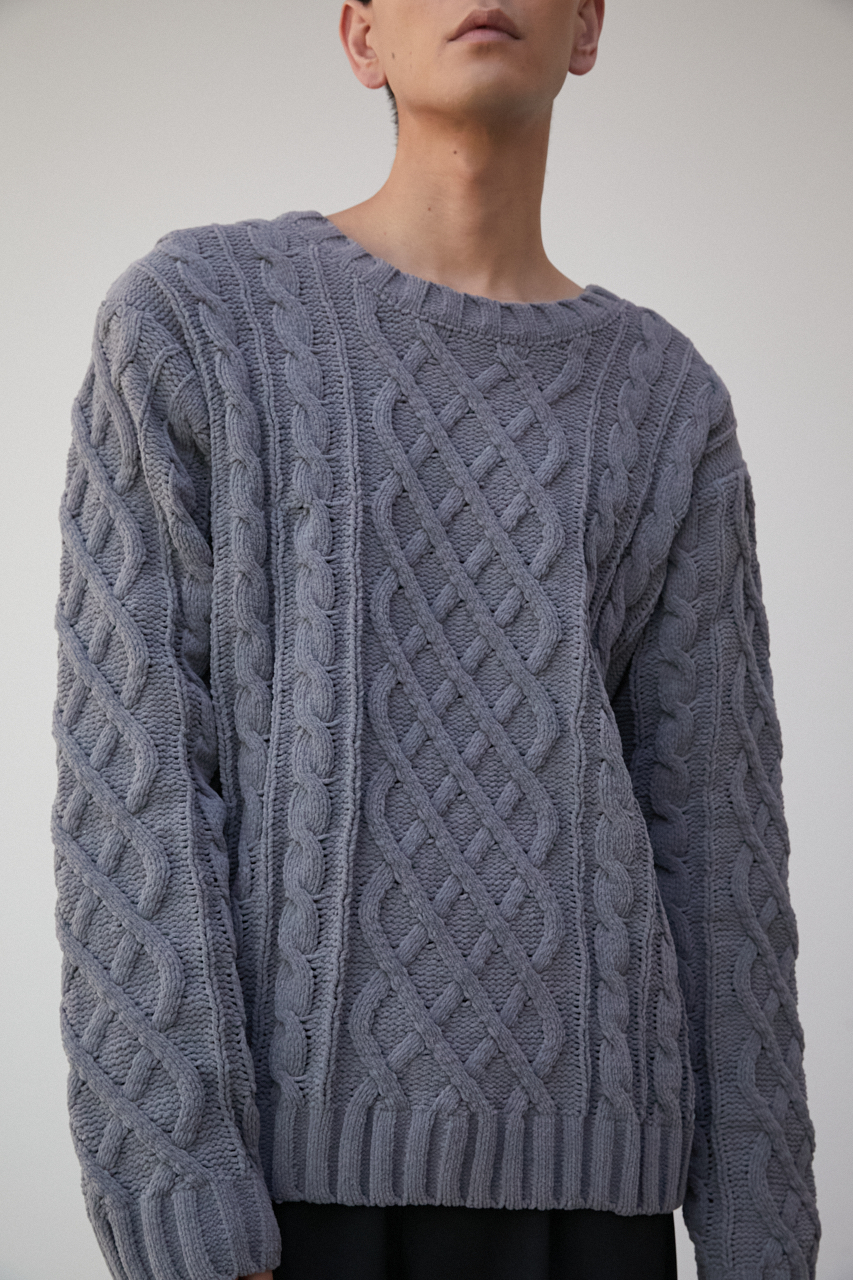 CHENILLE CABLE KNIT/シェニールケーブルニット 詳細画像 GRY 1