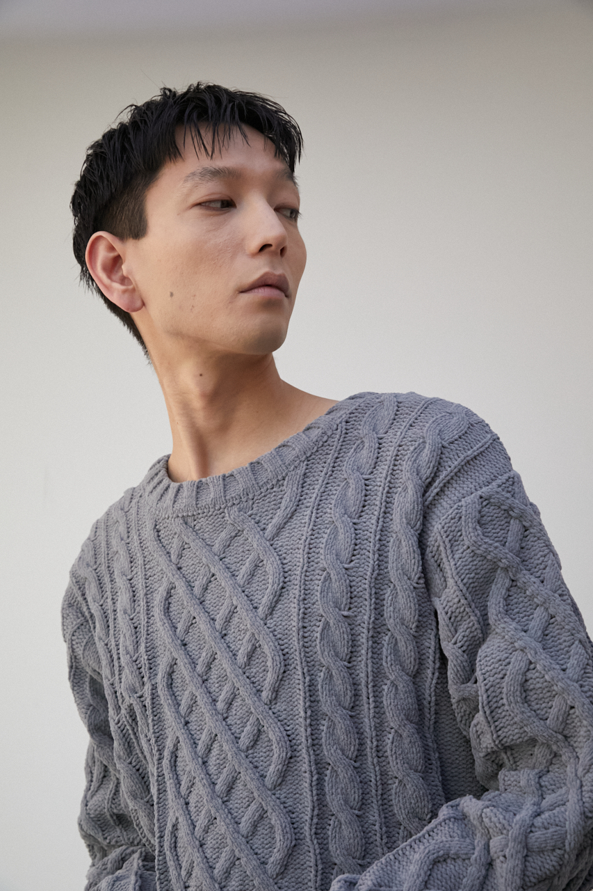 CHENILLE CABLE KNIT/シェニールケーブルニット 詳細画像 GRY 2