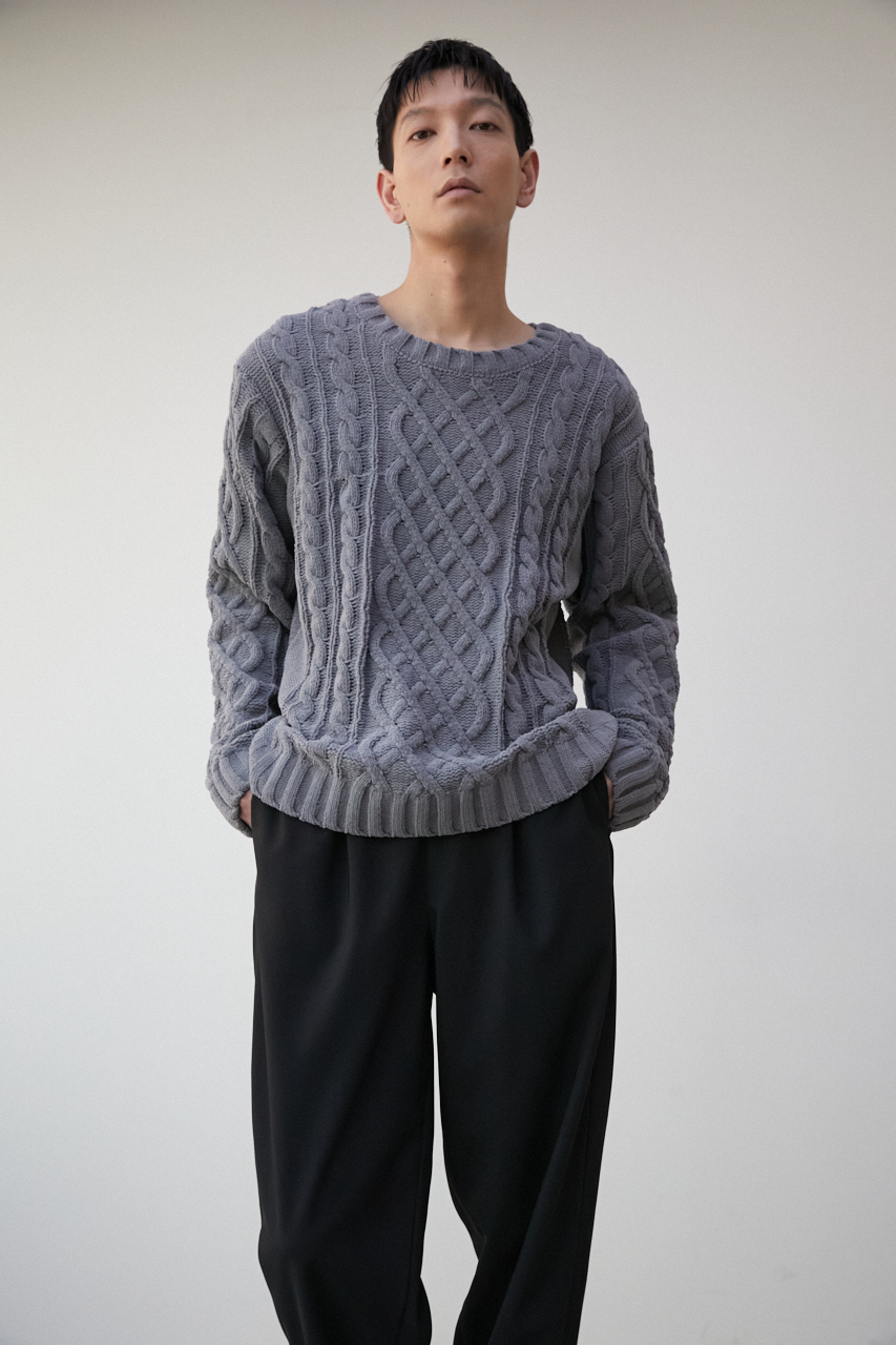 CHENILLE CABLE KNIT/シェニールケーブルニット 詳細画像 GRY 3
