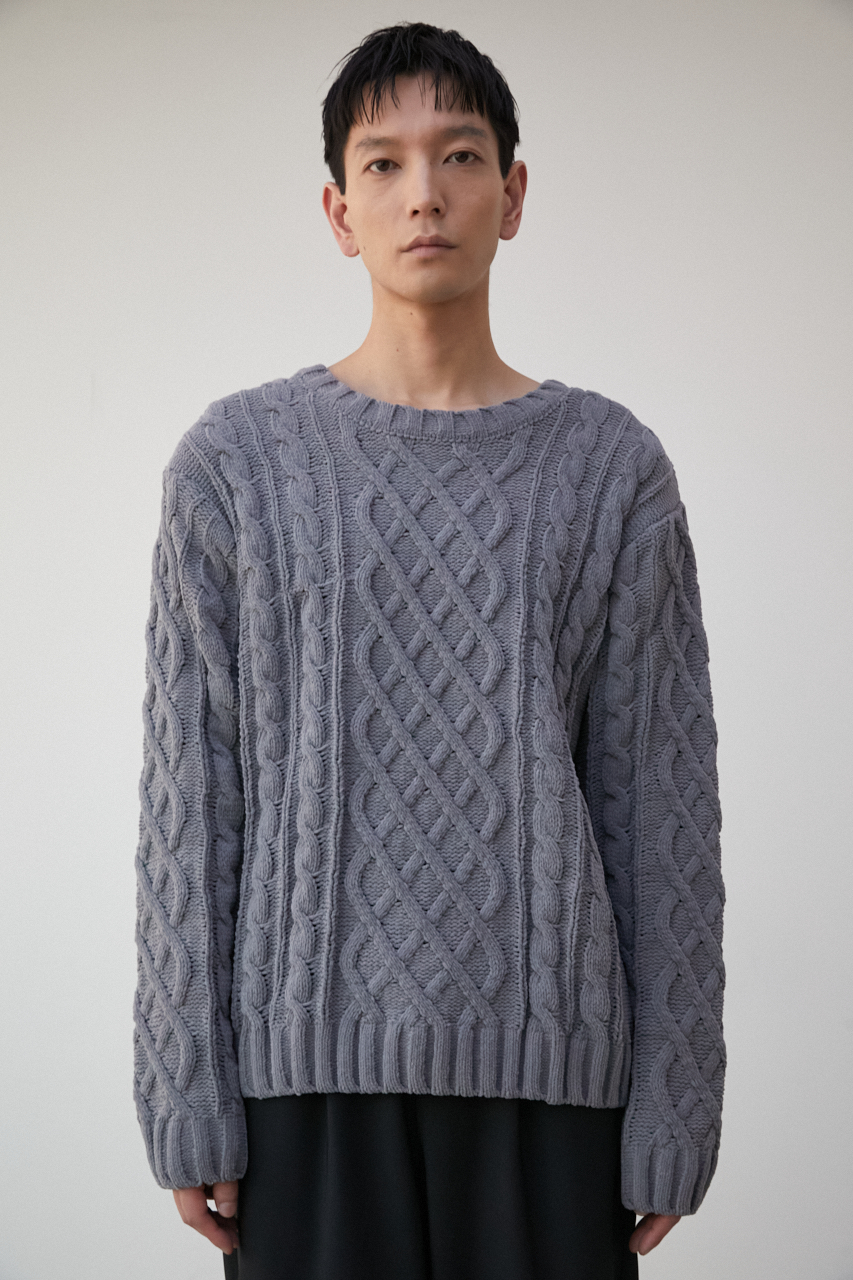 CHENILLE CABLE KNIT/シェニールケーブルニット 詳細画像 GRY 5