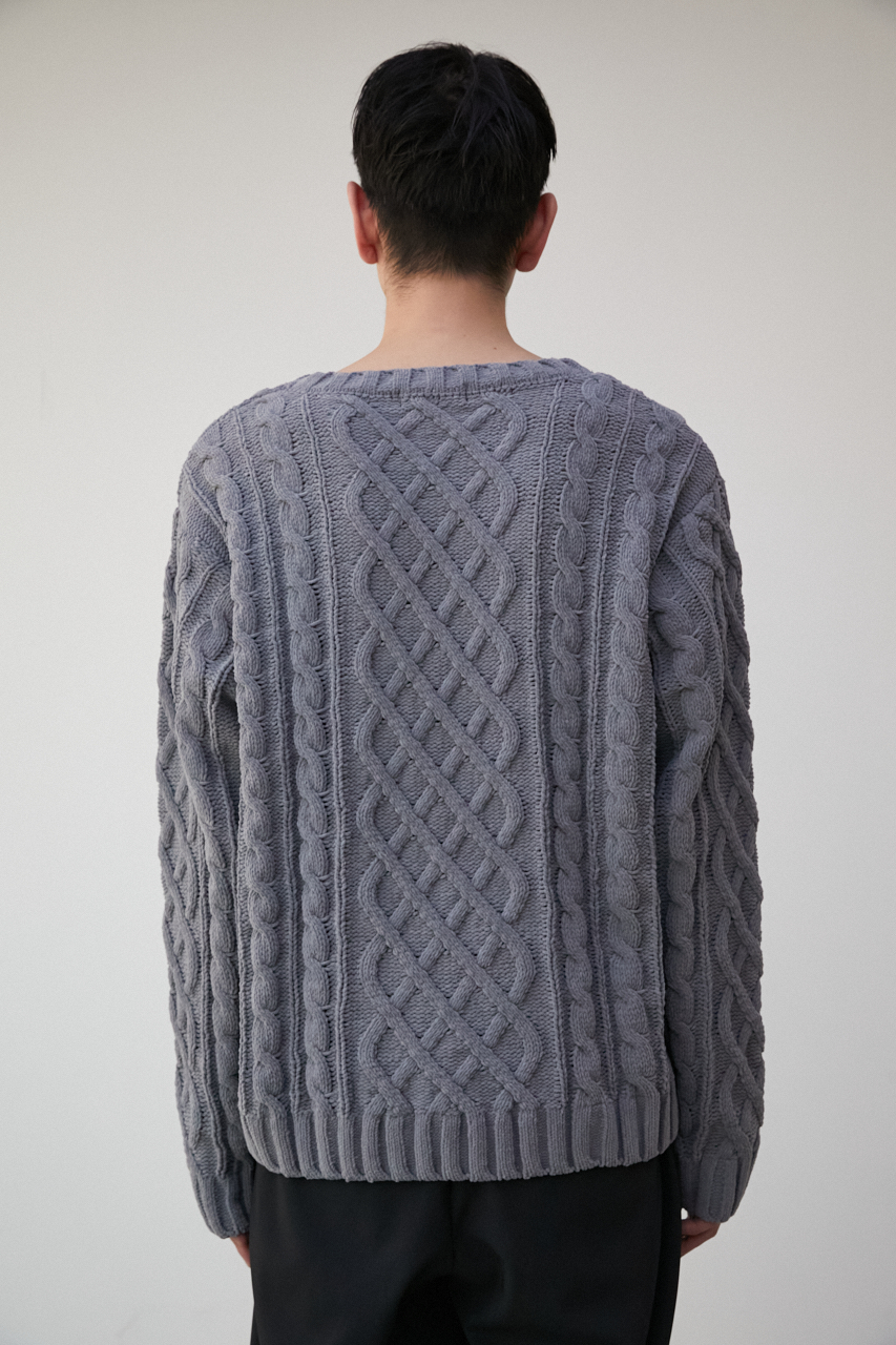 CHENILLE CABLE KNIT/シェニールケーブルニット 詳細画像 GRY 7