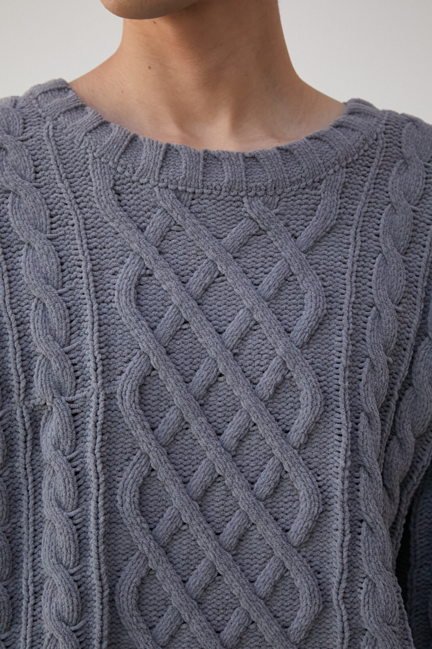 CHENILLE CABLE KNIT/シェニールケーブルニット 詳細画像 GRY 8