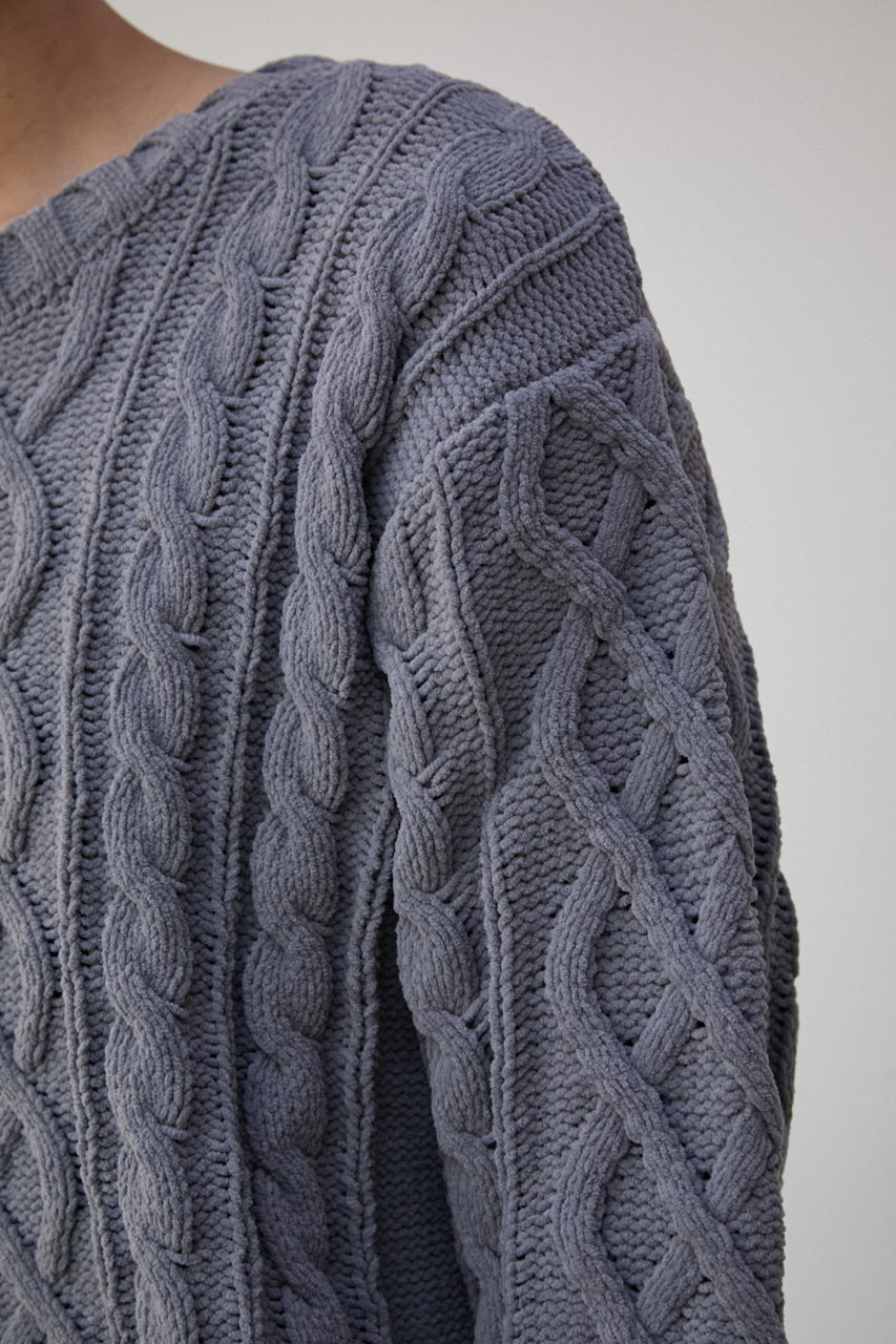 CHENILLE CABLE KNIT/シェニールケーブルニット 詳細画像 GRY 9