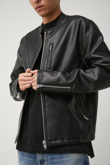 synthetic leather single riders jacket/フェイクレザー シングル 