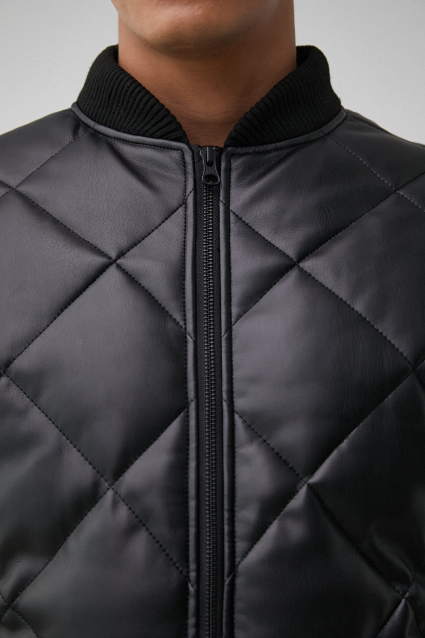 FAUX LEATHER QUILTING BLOUSON/フェイクレザーキルティングブルゾン 詳細画像 BLK 8