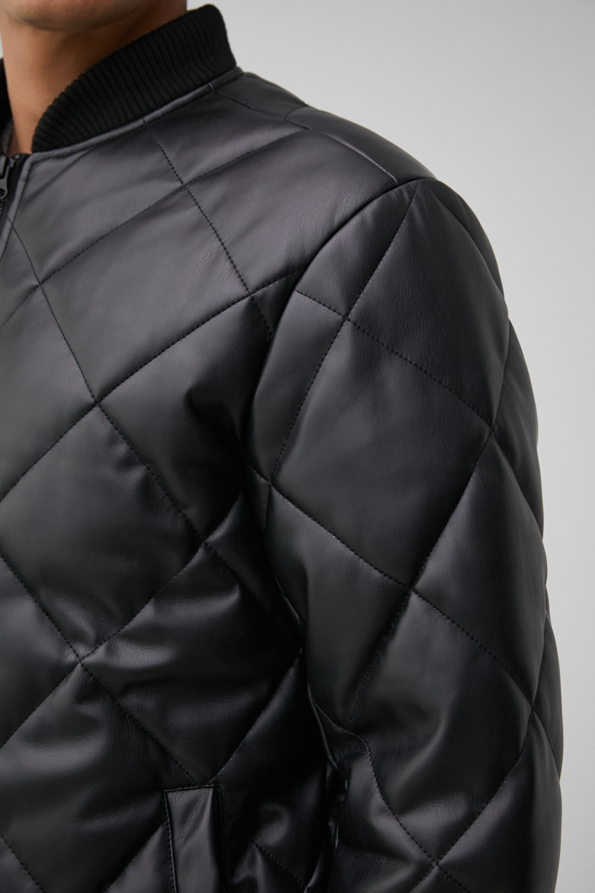 FAUX LEATHER QUILTING BLOUSON/フェイクレザーキルティングブルゾン 詳細画像 BLK 9