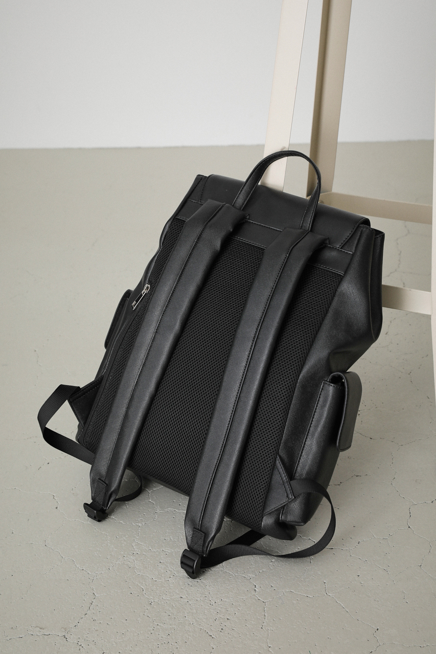 FAUX LEATHER TAPE BACK PACK/フェイクレザーテープバックパック 詳細画像 BLK 3