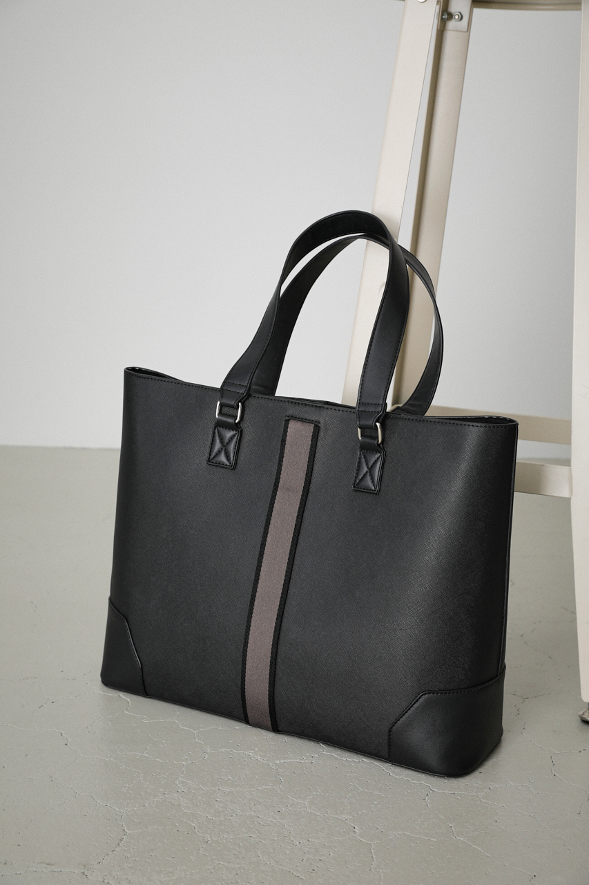 FAUX LEATHER TAPE TOTE BAG/フェイクレザーテープトートバッグ 詳細画像 BLK 1