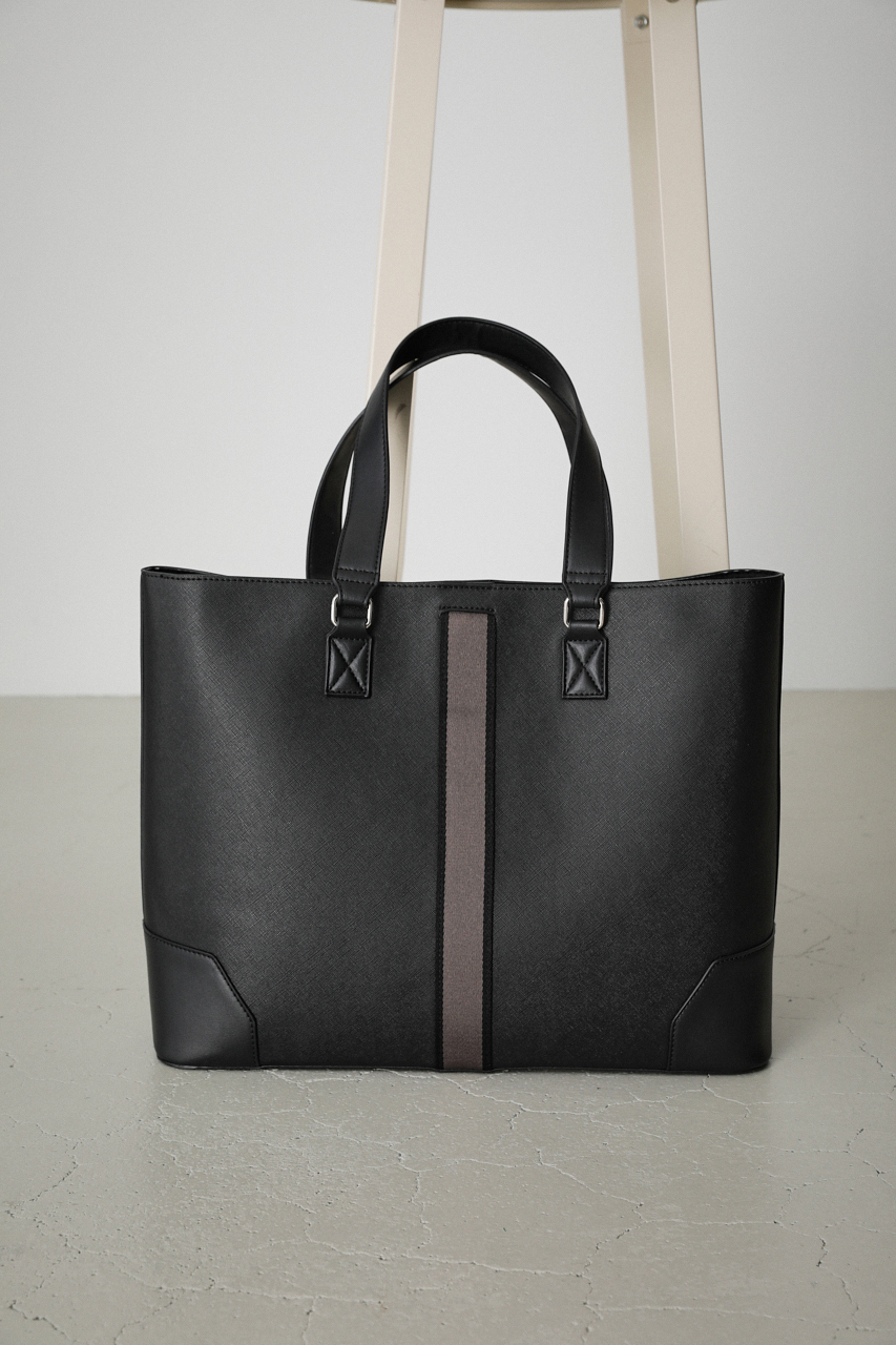 FAUX LEATHER TAPE TOTE BAG/フェイクレザーテープトートバッグ 詳細画像 BLK 2