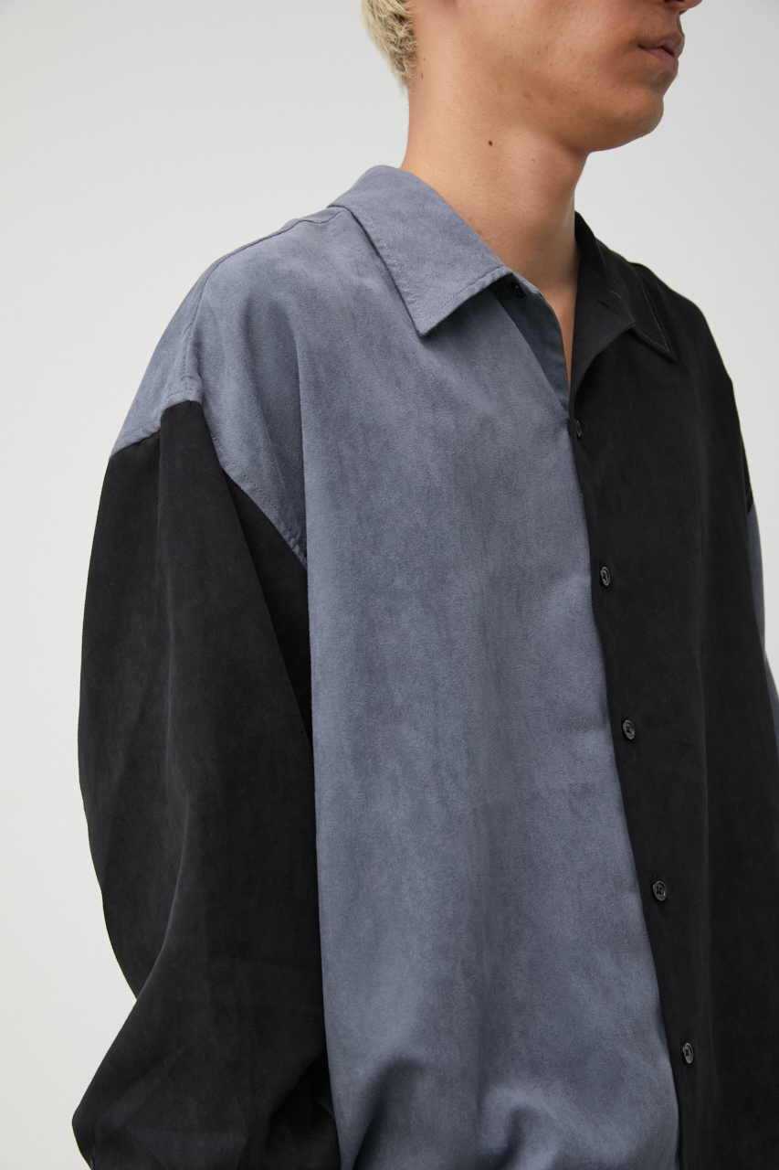 FAUX SUEDE BICOLOR BIG SHIRT/フェイクスエードバイカラービッグシャツ 詳細画像 柄GRY 1