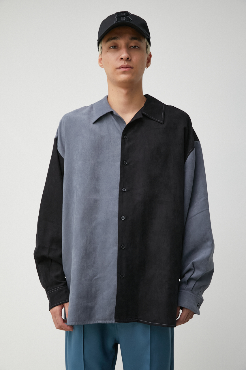 FAUX SUEDE BICOLOR BIG SHIRT/フェイクスエードバイカラービッグシャツ 詳細画像 柄GRY 5