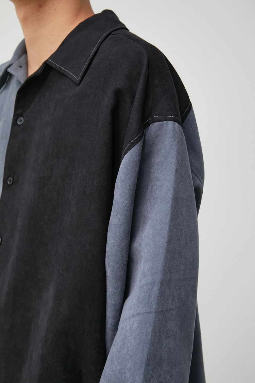 FAUX SUEDE BICOLOR BIG SHIRT/フェイクスエードバイカラービッグシャツ 詳細画像 柄GRY 9
