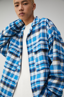 【PLUS】SEMI LONG CHECK SHIRTS/セミロングチェックシャツ