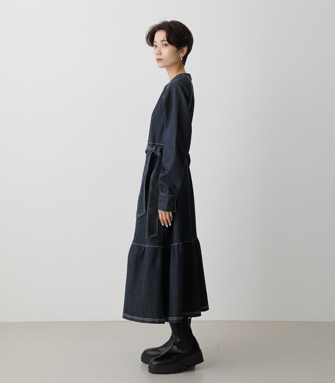 STITCH DESIGN TIERED OP/ステッチデザインティアードワンピース 詳細画像 One Wash 6