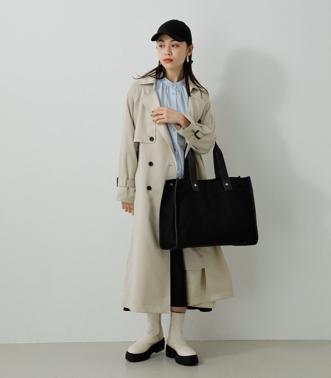 LINEN LIKE BIG TOTE BAG/リネンライクビッグトートバッグ 詳細画像 BLK 7