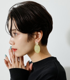 CIRCLE MARBLE PLATE EARRINGS/サークルマーブルプレートピアス 詳細画像