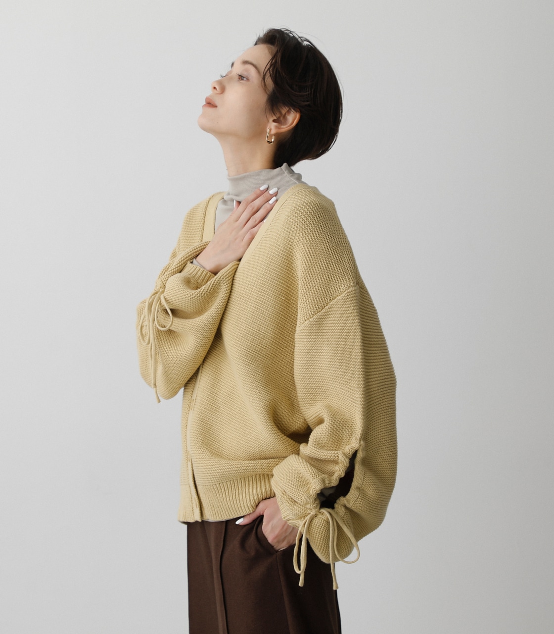 ARM DRAWSTRING CARDIGAN/アームドローストリングカーディガン 詳細画像 L/YEL 3