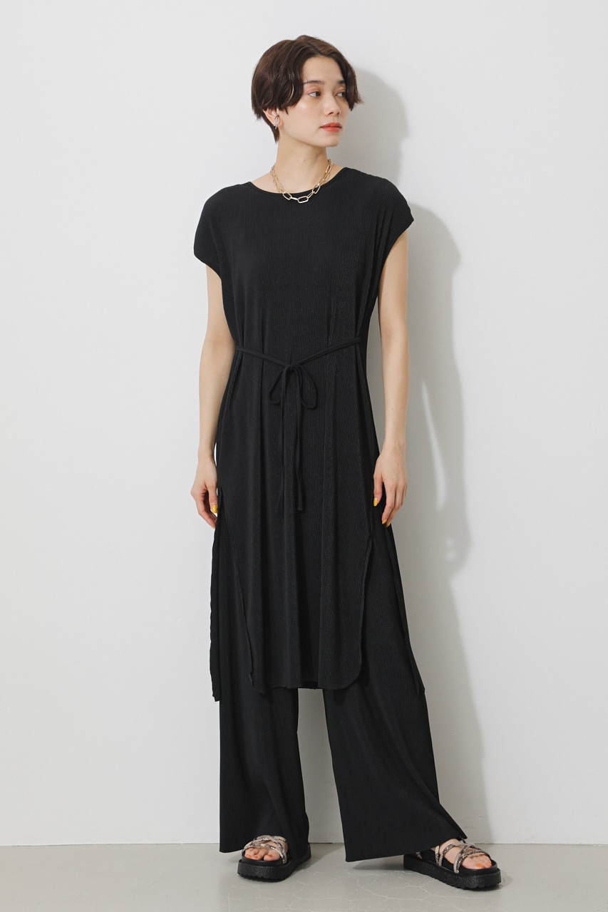 GLOSSY COOL PLEATS LONG TOPS/グロッシークールプリーツロングトップス 詳細画像 BLK 5