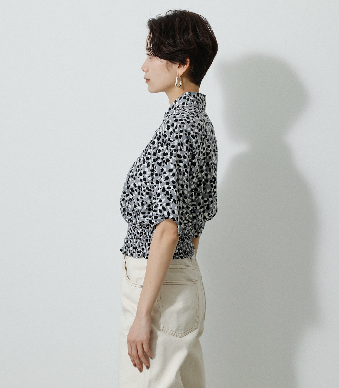 ECOVERO LEOPARD PRINT BLOUSE/エコヴェロレオパードプリントブラウス 詳細画像 柄GRY 6