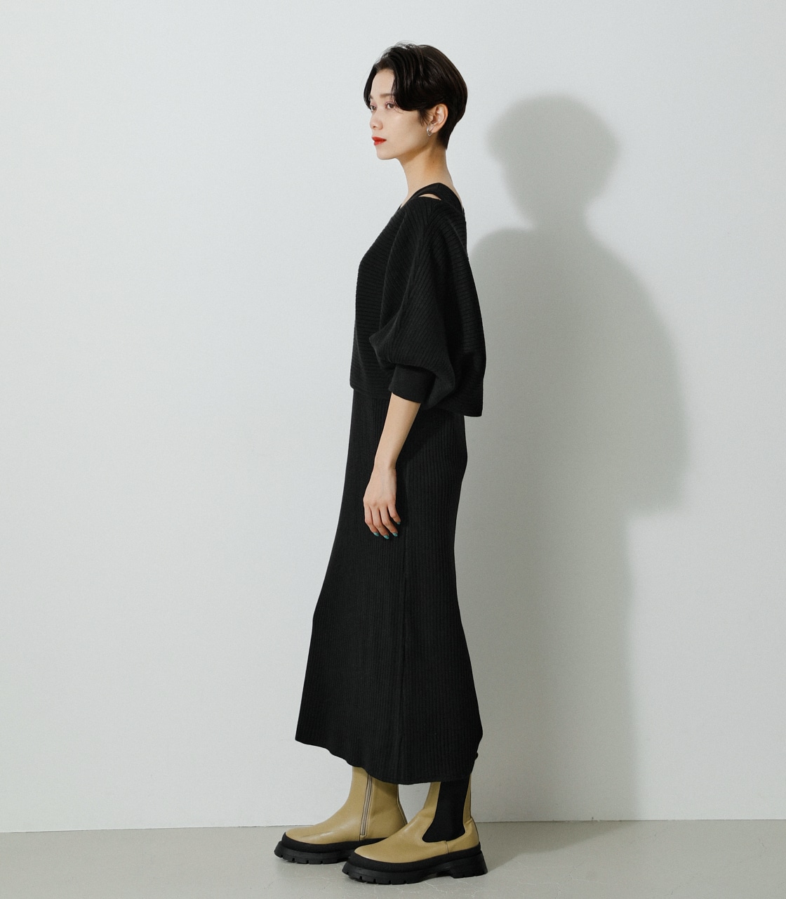 LAYERED SET KNIT ONEPIECE/レイヤードセットニットワンピース 詳細画像 BLK 6