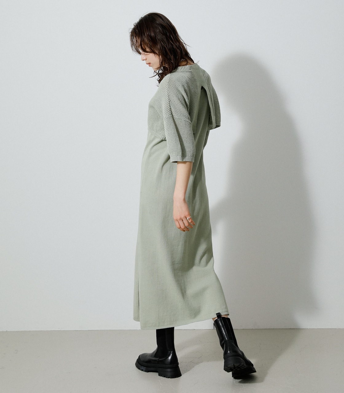 2WAY MESH KNIT LAYERED OP/2WAYメッシュニットレイヤードワンピース 詳細画像 MINT 3