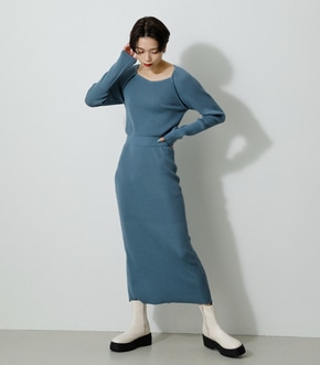 IRREGULAR NECK RIB KNIT OP/イレギュラーネックリブニットワンピース 詳細画像