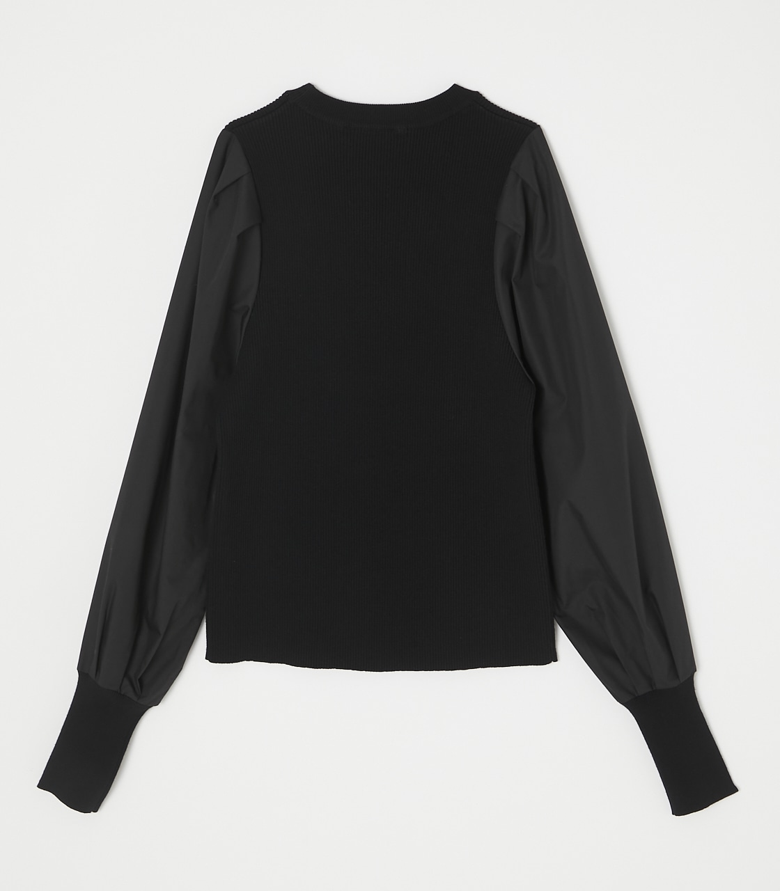 【PLUS】FABRIC COMBI PUFF SLEEVE KNIT/ファブリックコンビパフスリーブニット 詳細画像 BLK 2