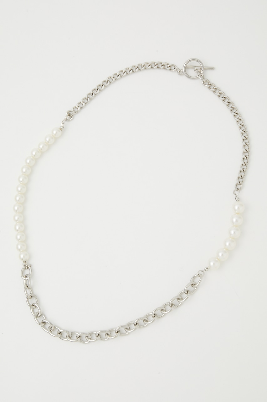 FAUX PEARL×CHAIN NECKLACE/フェイクパール×チェーンネックレス 詳細画像 SLV 1
