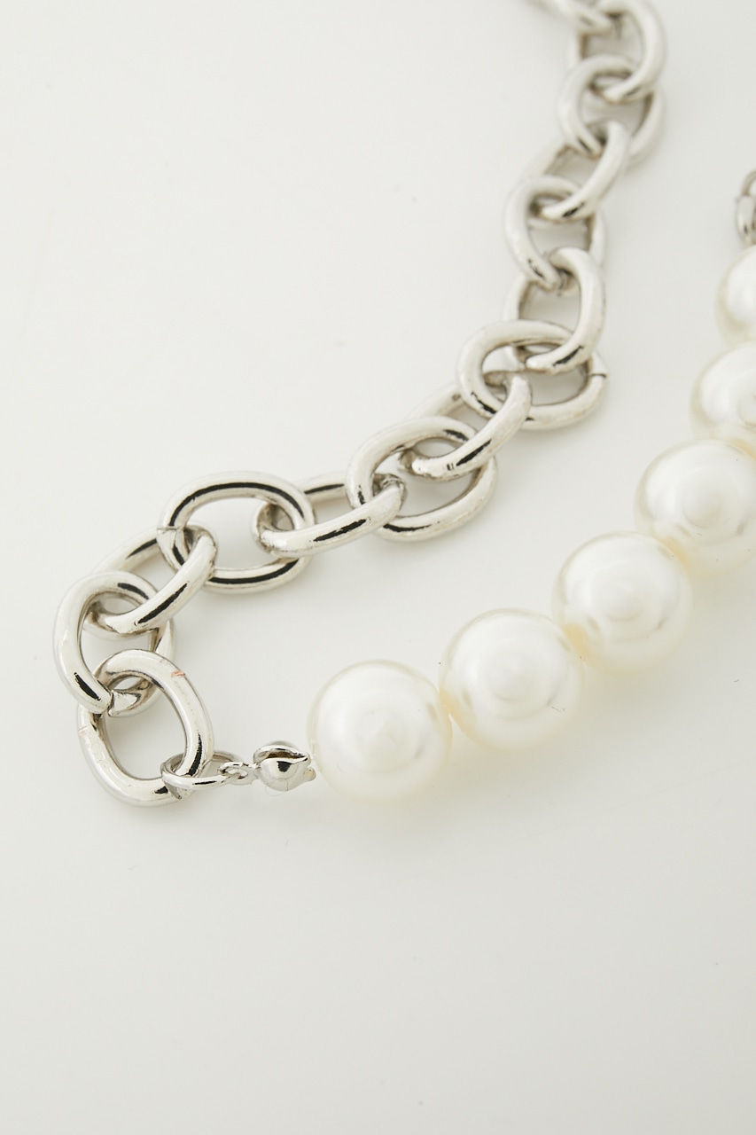 FAUX PEARL×CHAIN NECKLACE/フェイクパール×チェーンネックレス 詳細画像 SLV 3