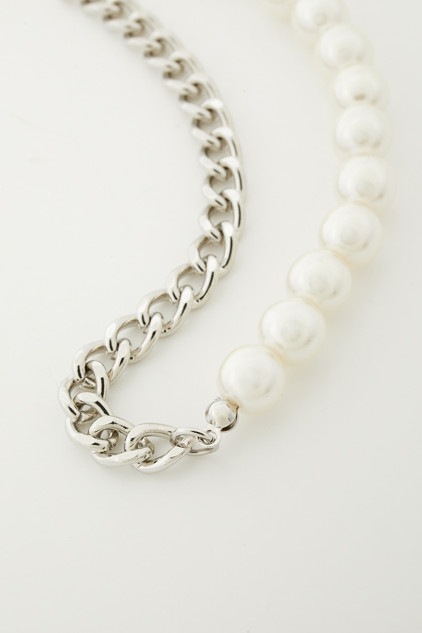 FAUX PEARL×CHAIN NECKLACE/フェイクパール×チェーンネックレス 詳細画像 SLV 4