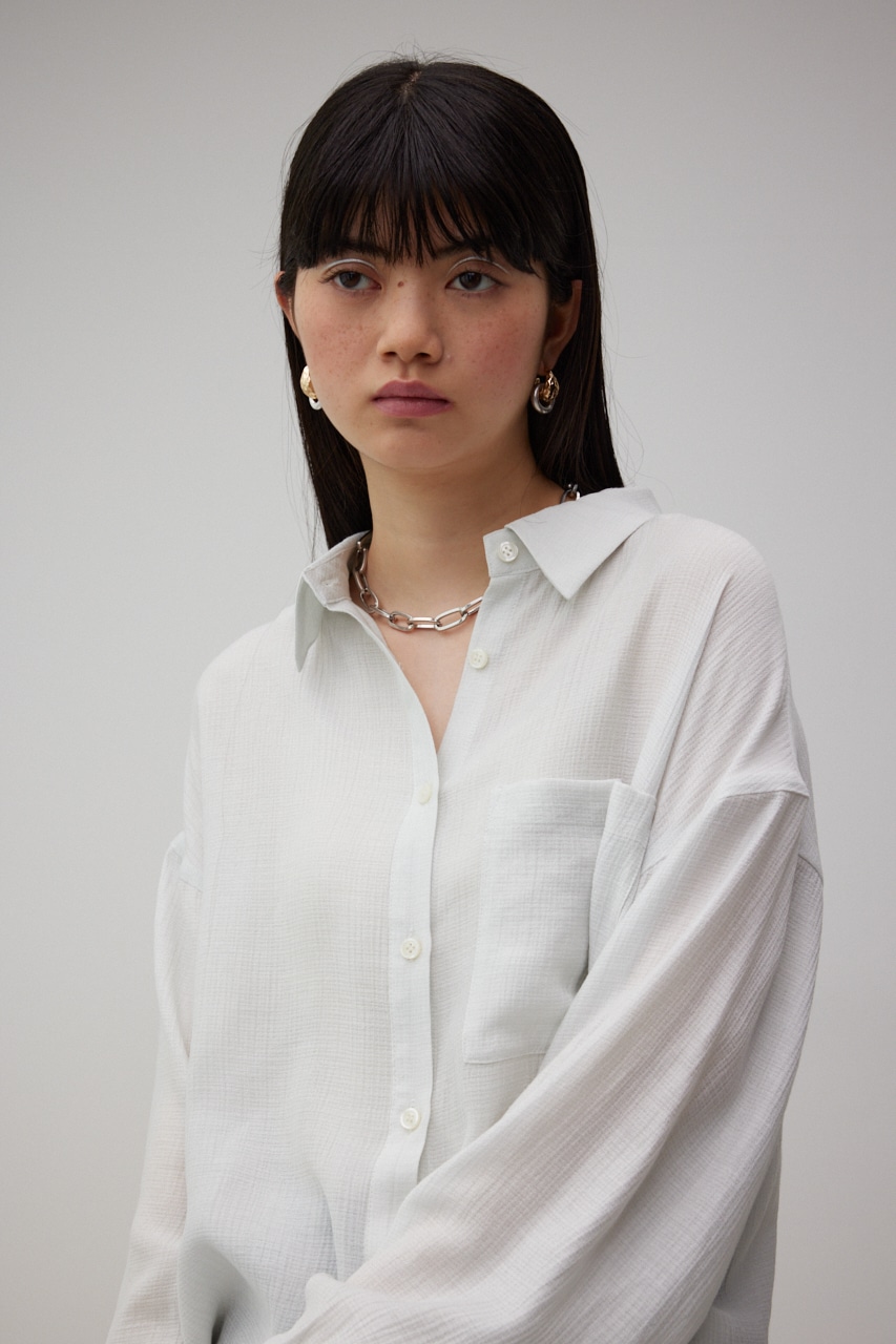 CREPE SHEER SHIRT/クレープシアーシャツ 詳細画像 O/WHT 2