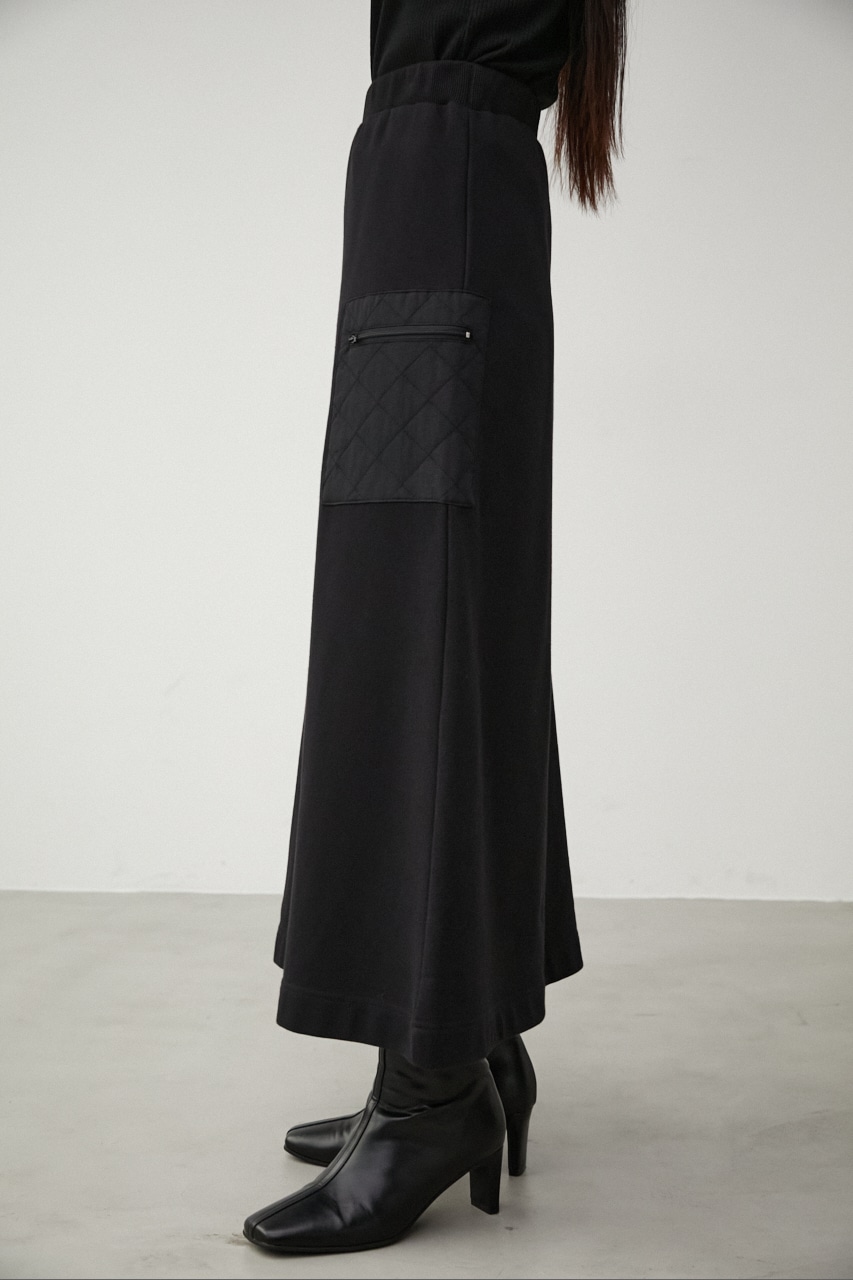 QUILTED DETAIL LONG SKIRT/キルティングディテールロングスカート 詳細画像 BLK 6