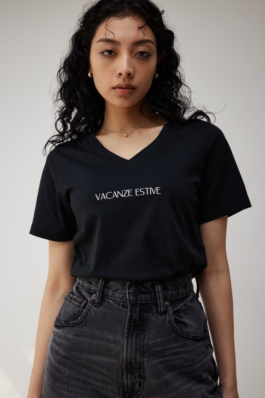 VACANZE ESTIVE V/N LOGO TEE/バガンゼエスティブVネックロゴTシャツ 詳細画像 BLK 2
