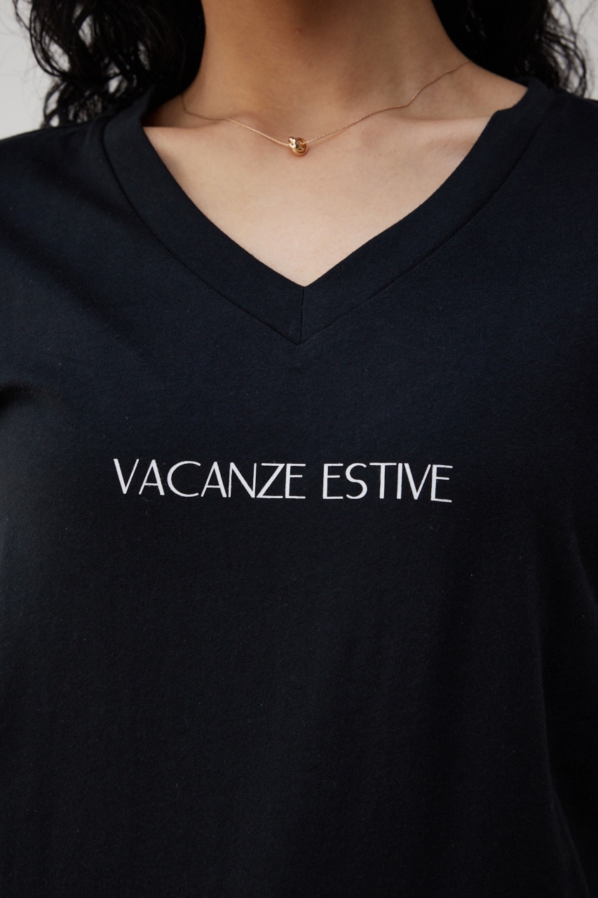 VACANZE ESTIVE V/N LOGO TEE/バガンゼエスティブVネックロゴTシャツ 詳細画像 BLK 8