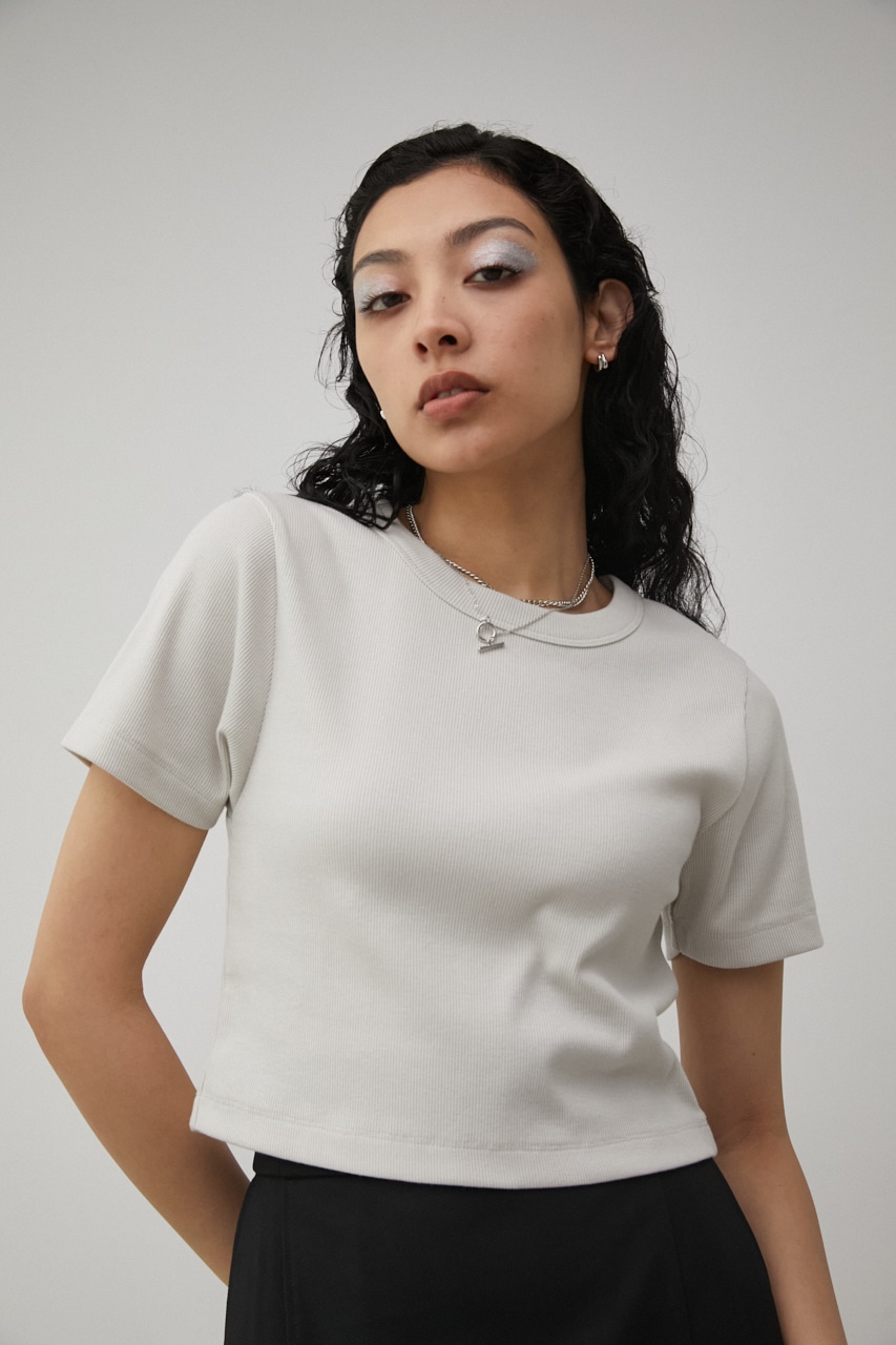 【ベーシック】 BASIC RIB CROPPED TEE/ベーシックリブクロップドTシャツ