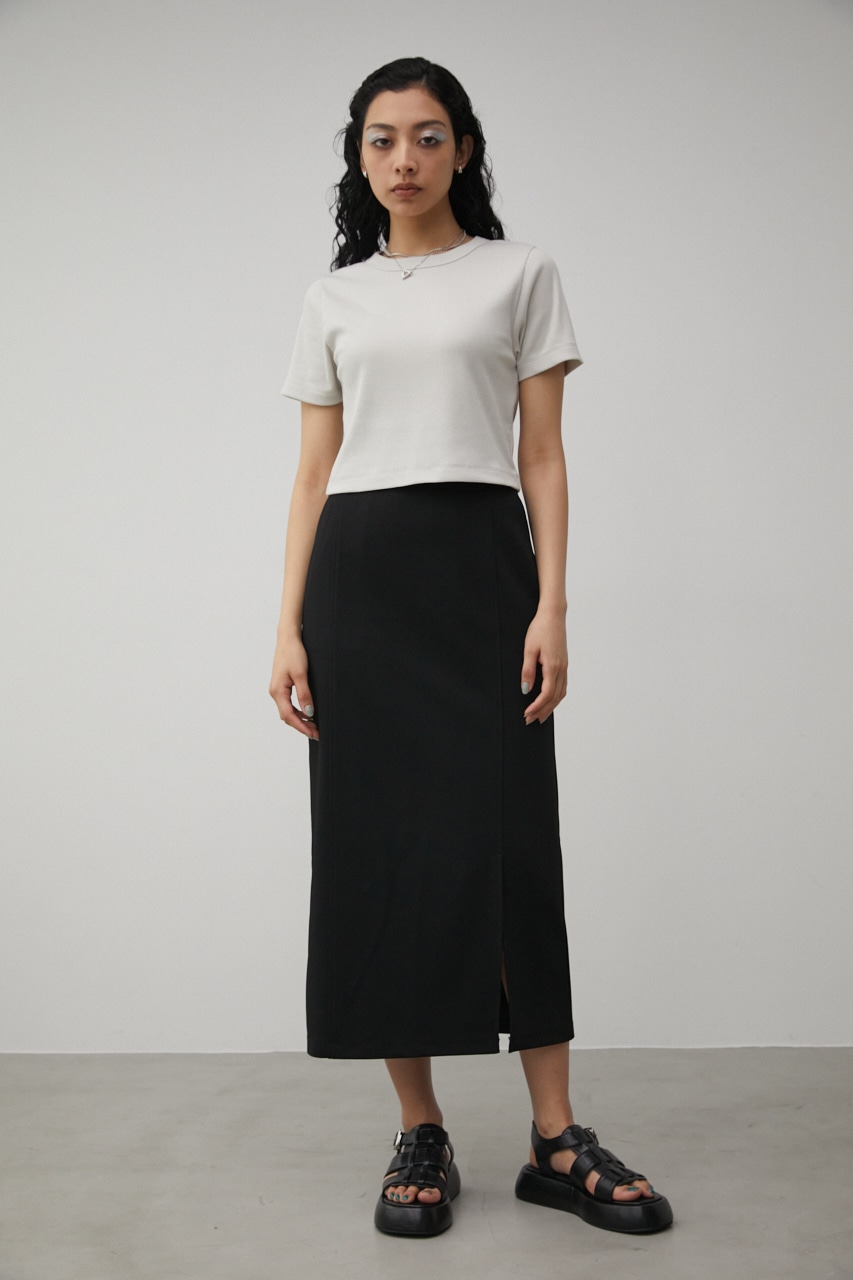 【ベーシック】 BASIC RIB CROPPED TEE/ベーシックリブクロップドTシャツ