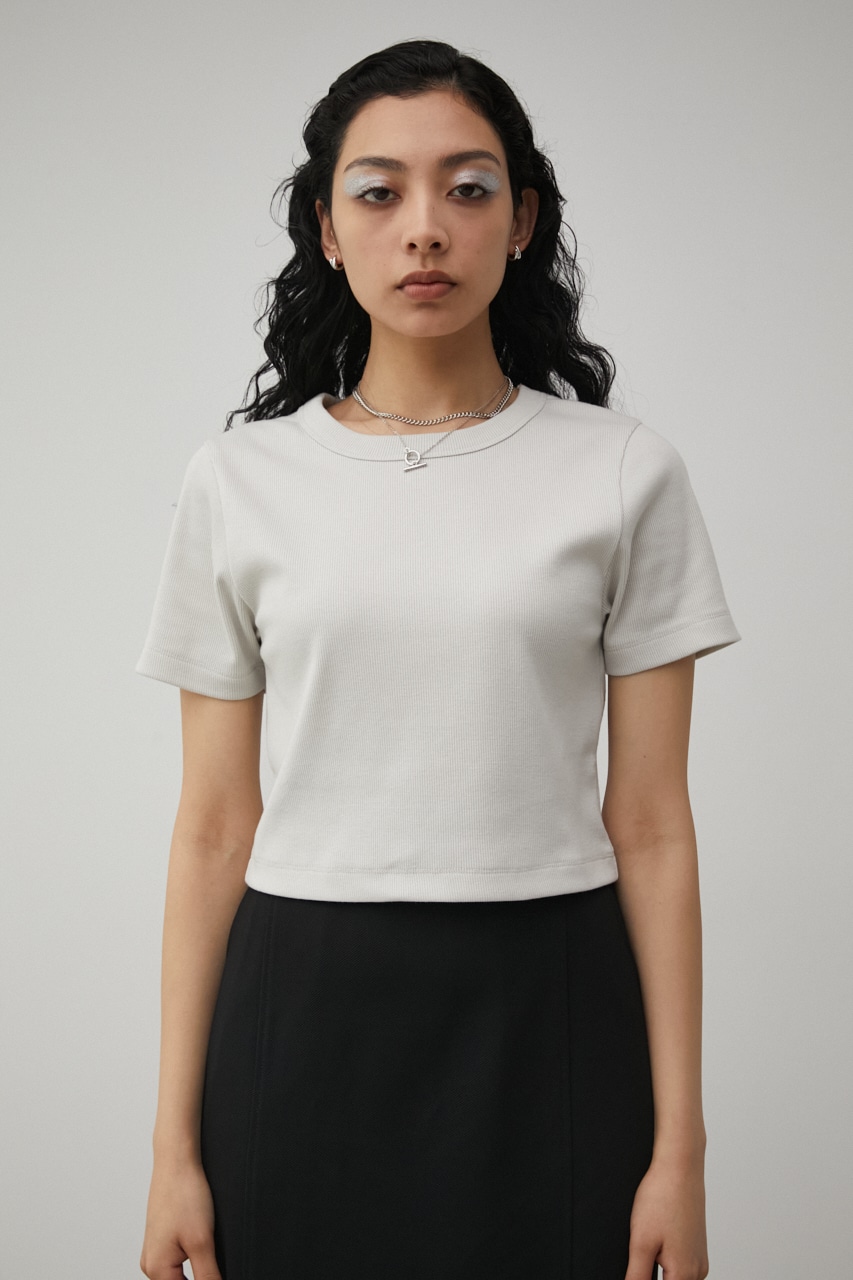 【ベーシック】 BASIC RIB CROPPED TEE/ベーシックリブクロップドTシャツ