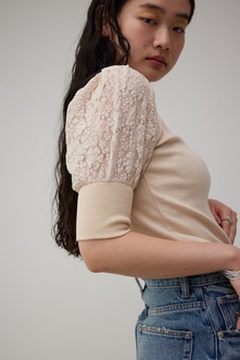 LACE SLEEVE PUFF TOPS/レーススリーブパフトップス 詳細画像