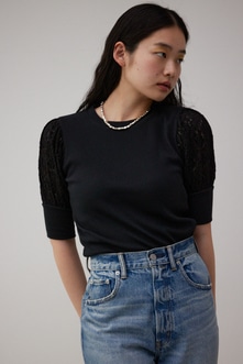 LACE SLEEVE PUFF TOPS/レーススリーブパフトップス