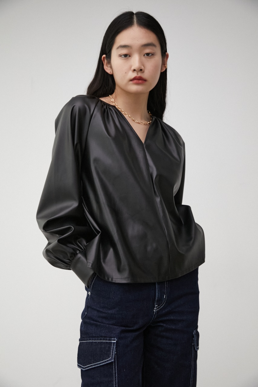 mideal fake leather blouse