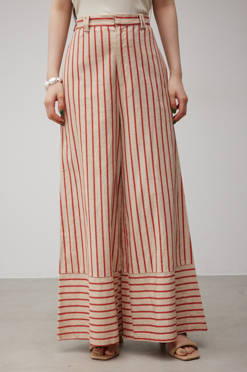 CONTRAST BORDER WIDE PANTS/コントラストボーダーワイドパンツ 詳細画像 柄RED 5
